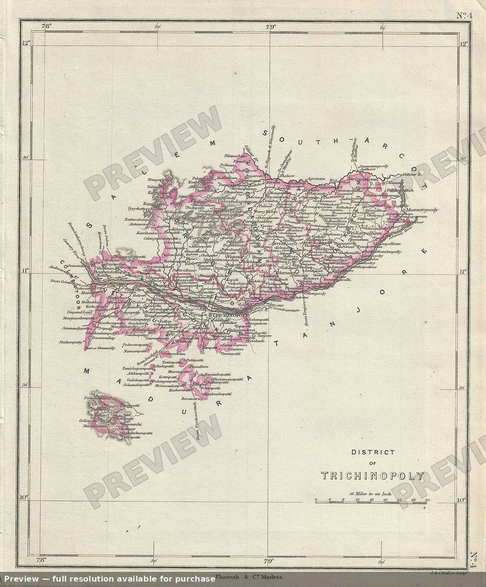 Antique map: District Trichinopoly, 1854, 1854