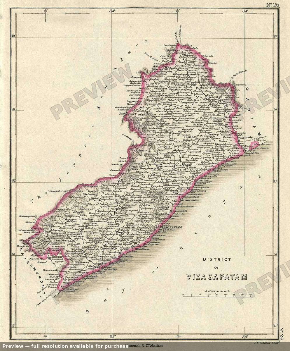 Antique map: District Vizagapatam, 1854