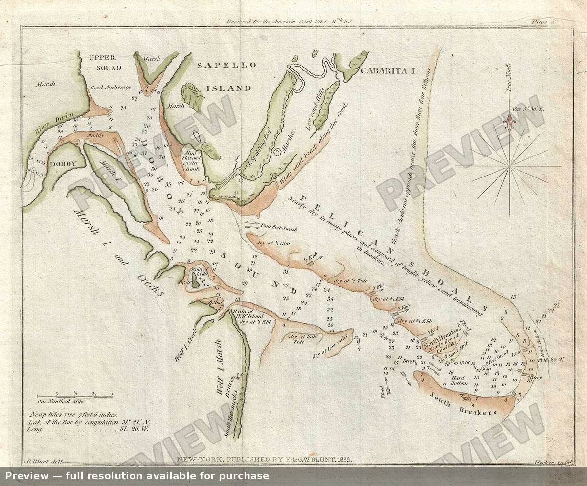 Antique map: Doboy Sound, 1833