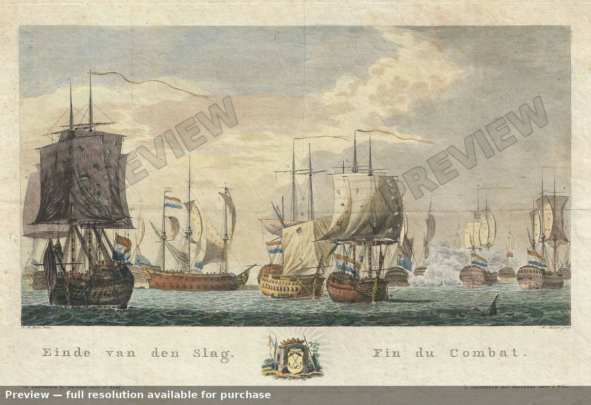 Antique map: Dogger Bank Battle, 1782, 1782