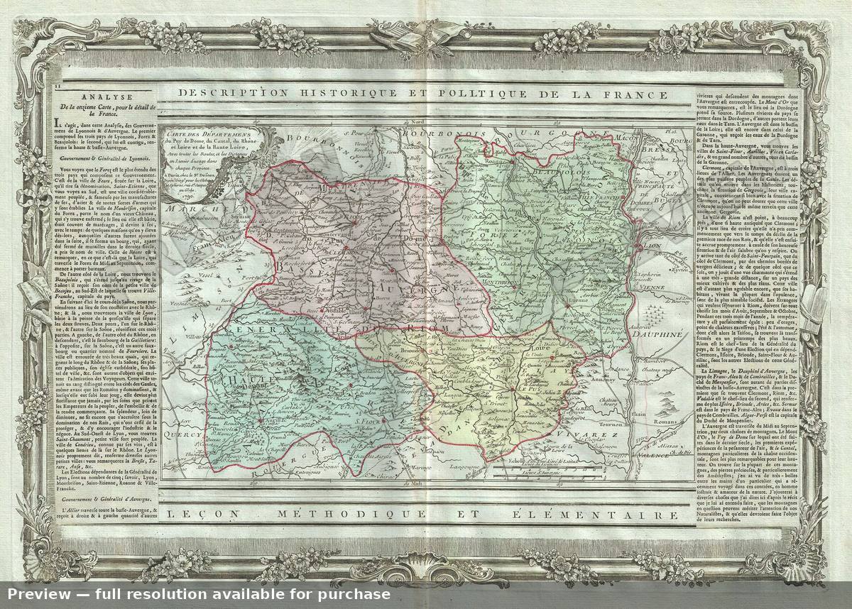 Antique map: Dome Cantal, 1786
