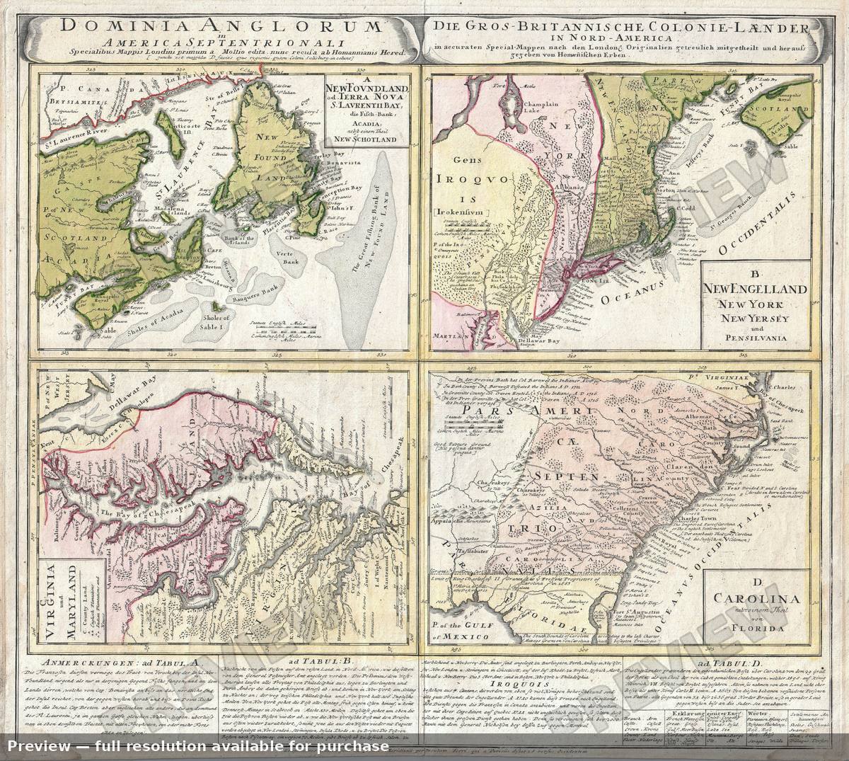 Antique map: Dominia Anglorum, 1737