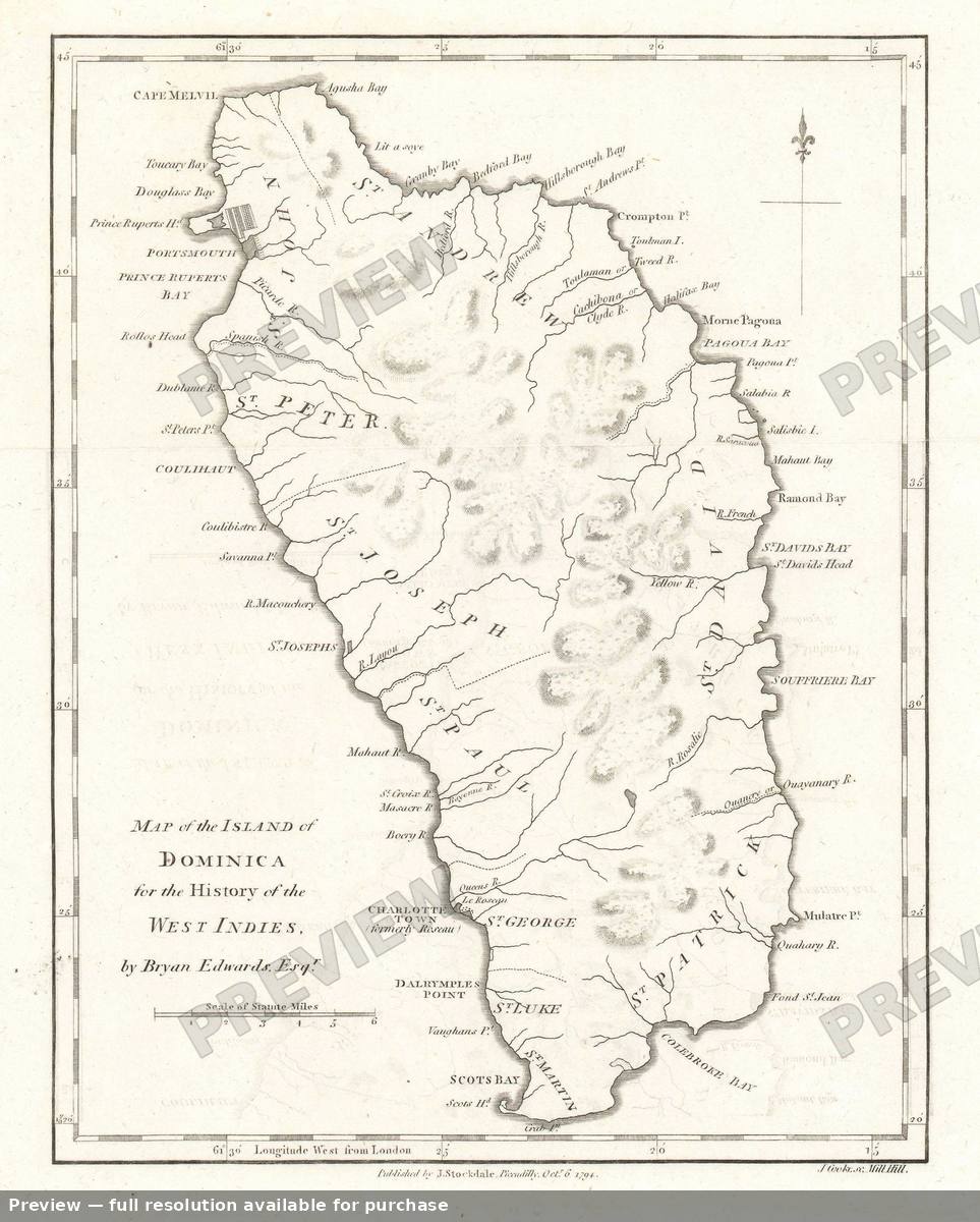 Antique map: Dominica, 1794