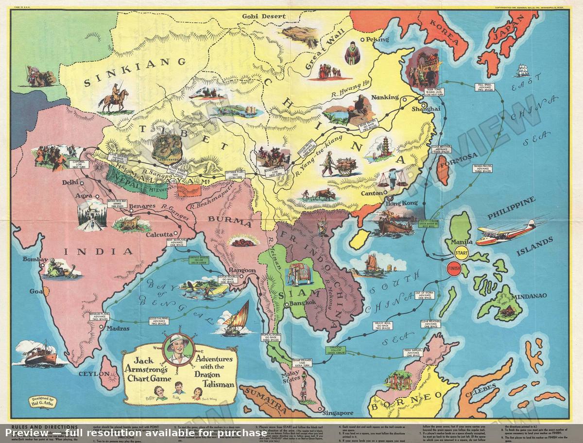 Antique map: Dragon Talisman, 1936, 1936