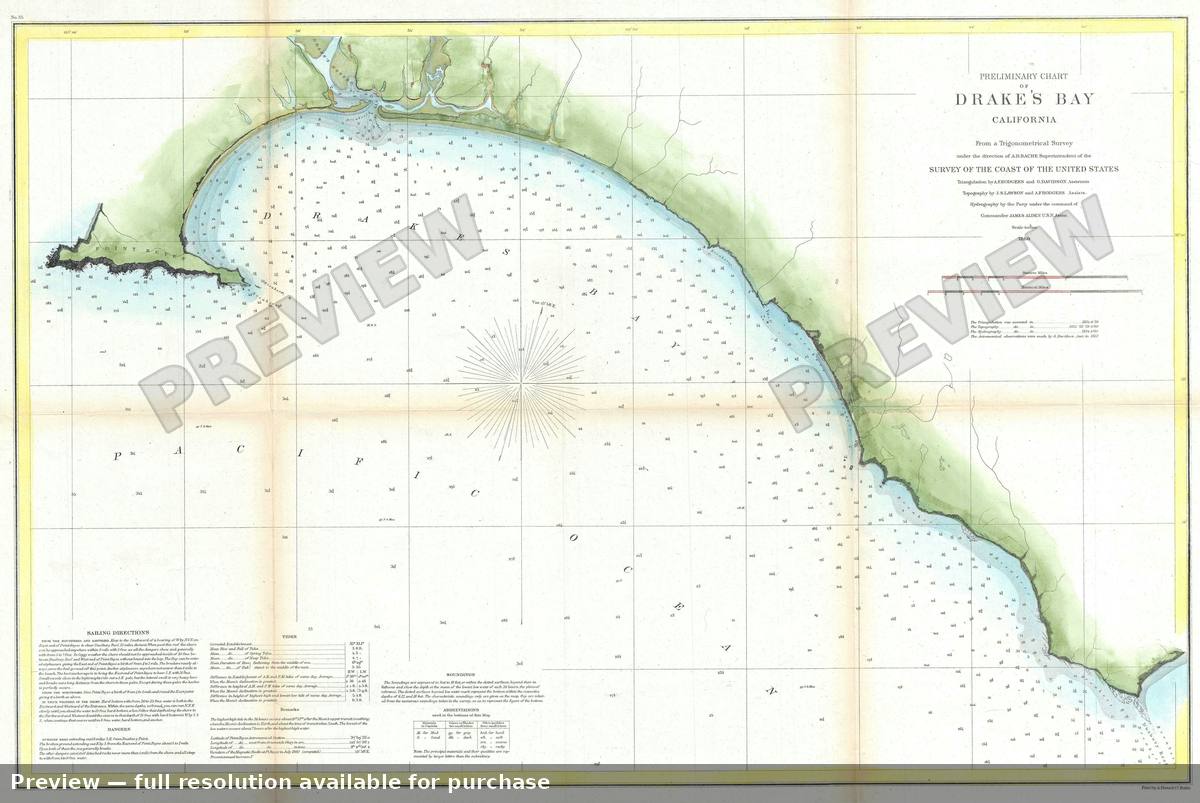 Antique map: Drakes Bay, 1860, 1860