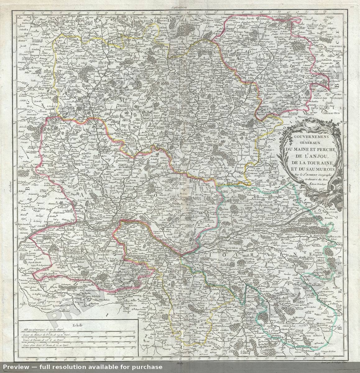 Antique map: Du Maineet Perche, 1757, 1757
