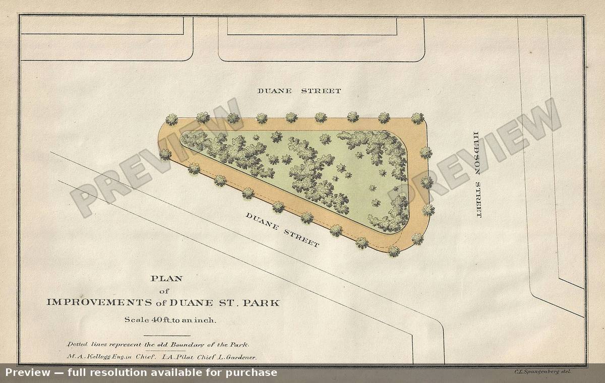 Antique map: Duane St Park, 1871, 1871