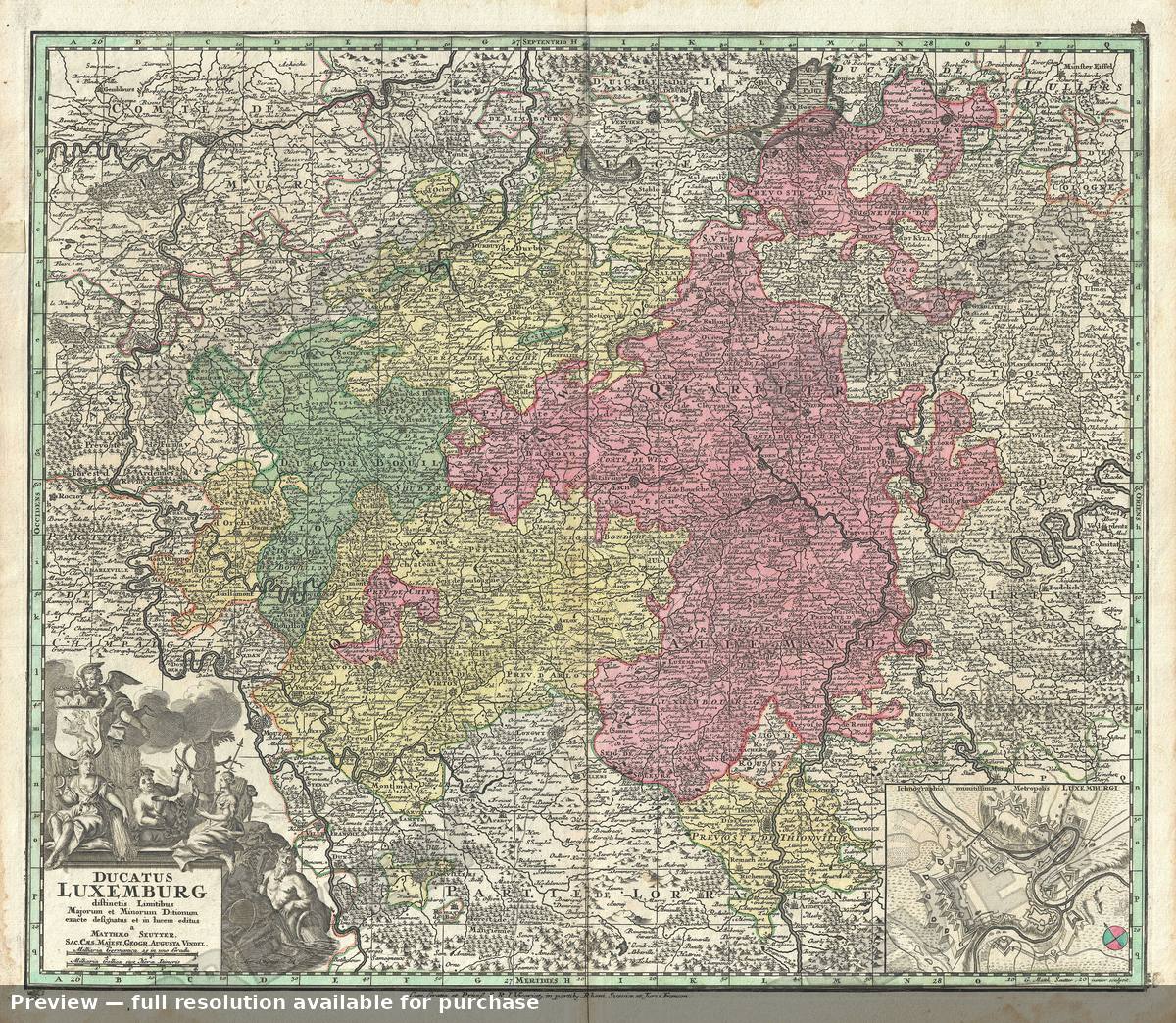 Antique map: Ducatus Luxemburg, 1730