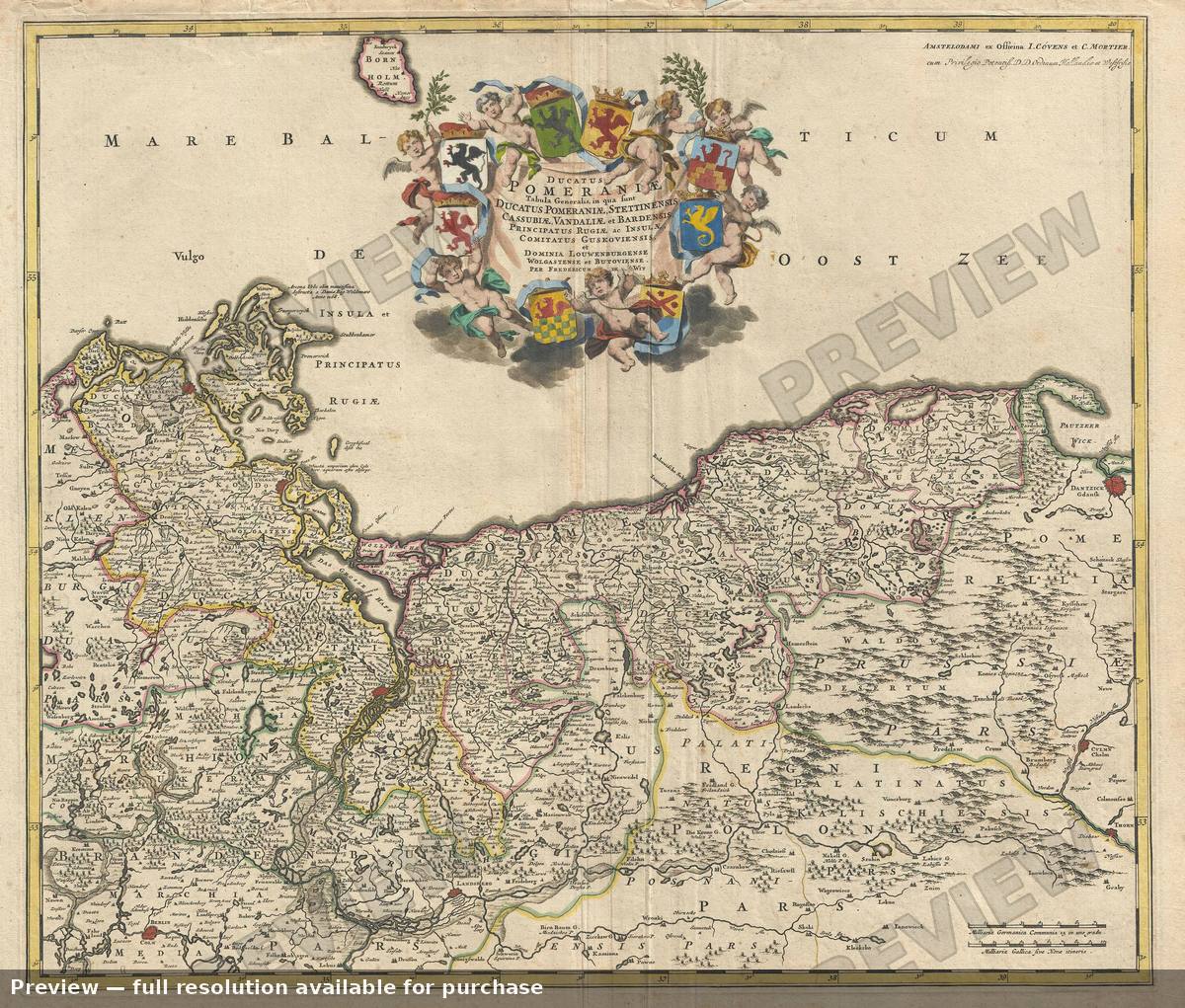 Antique map: Ducatus Pomeraniae, 1721