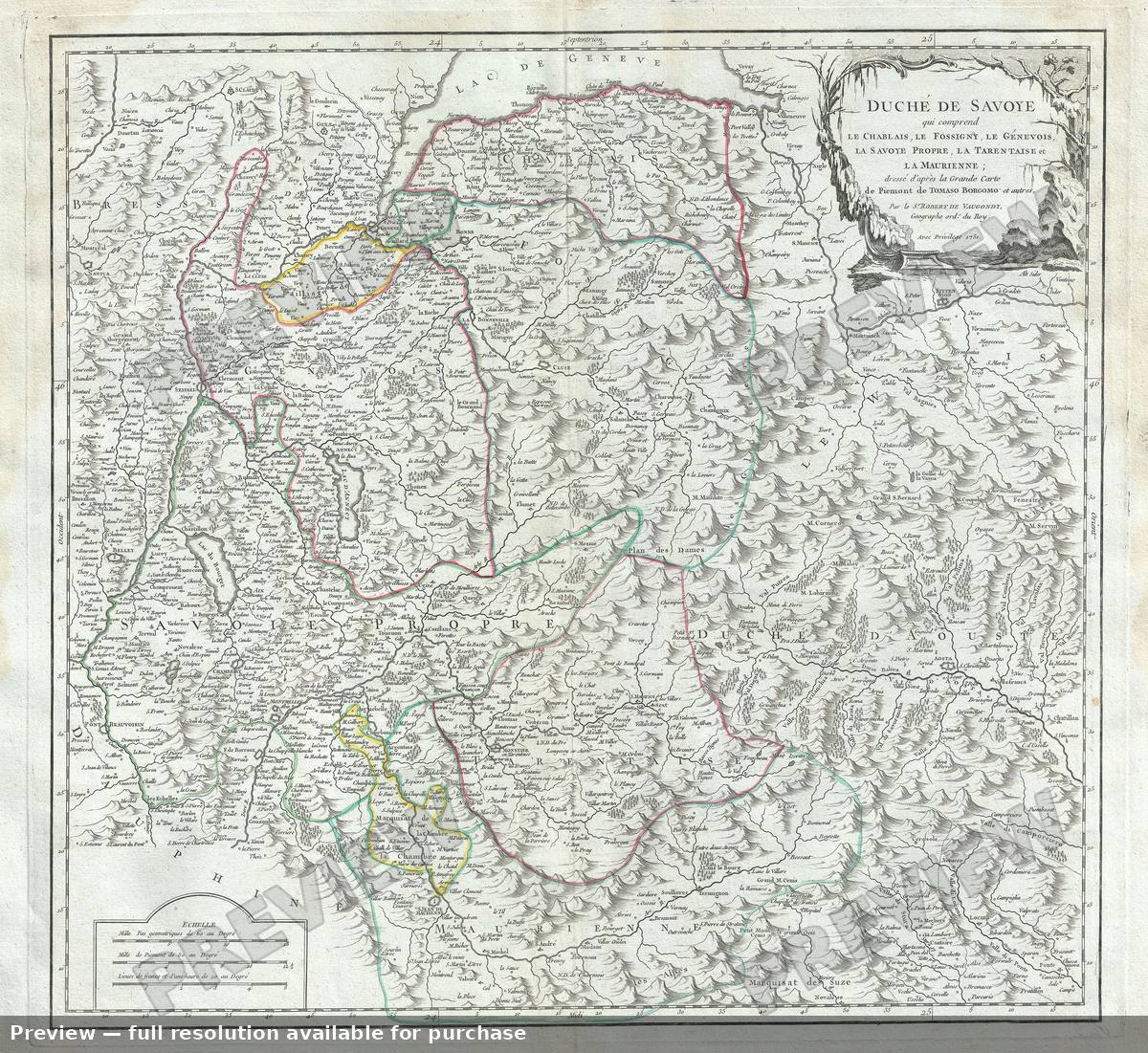 Antique map: Duche De Savoye, 1757