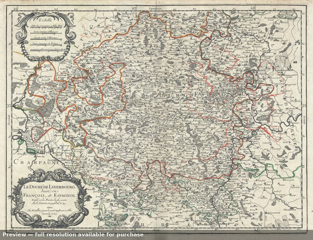 Antique map: Duche Luxembourgh, 1674