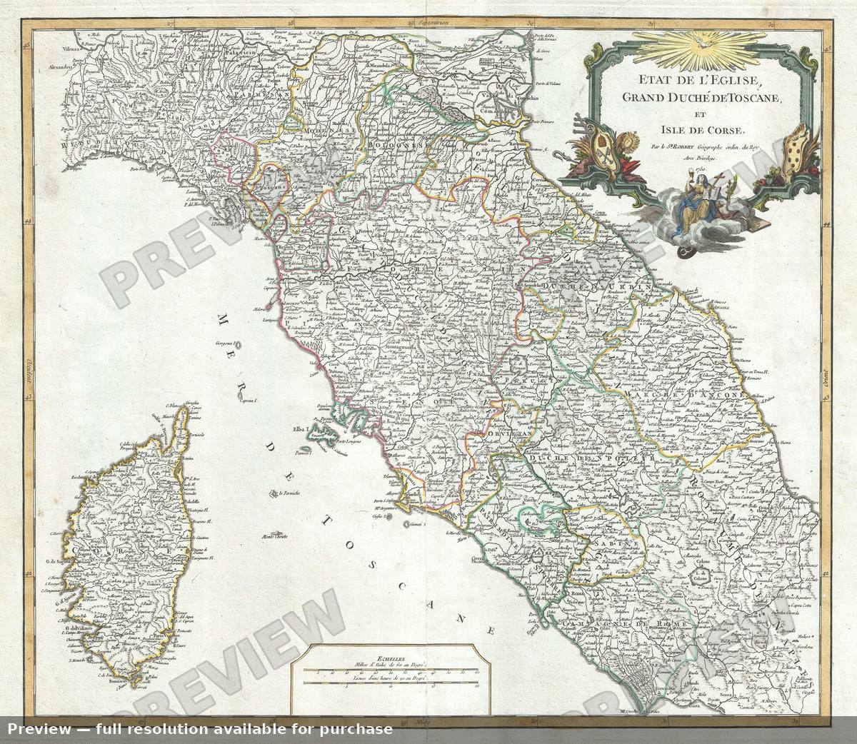 Antique map: Duche Toscane, 1757
