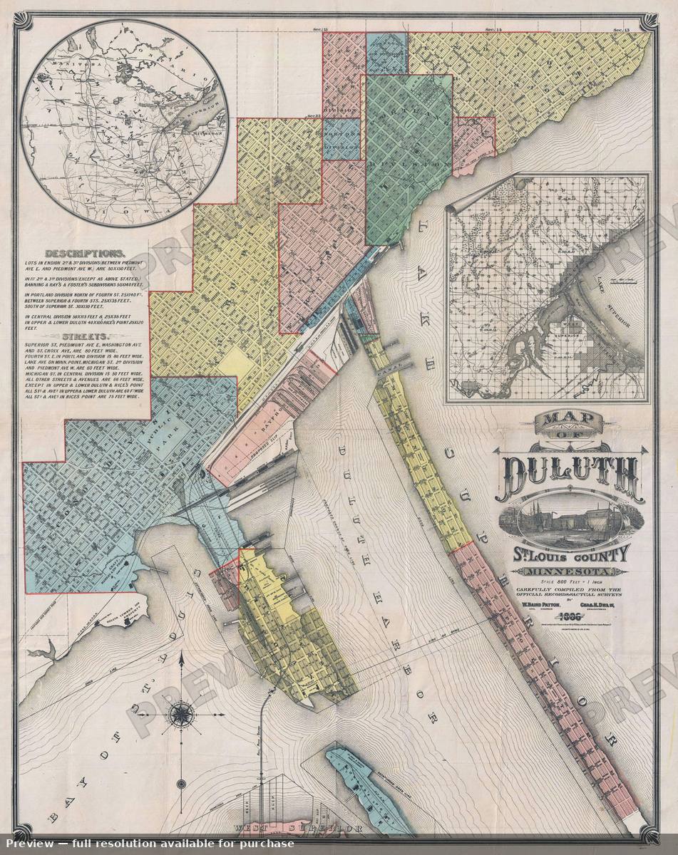 Antique map: Duluth, 1886, 1886