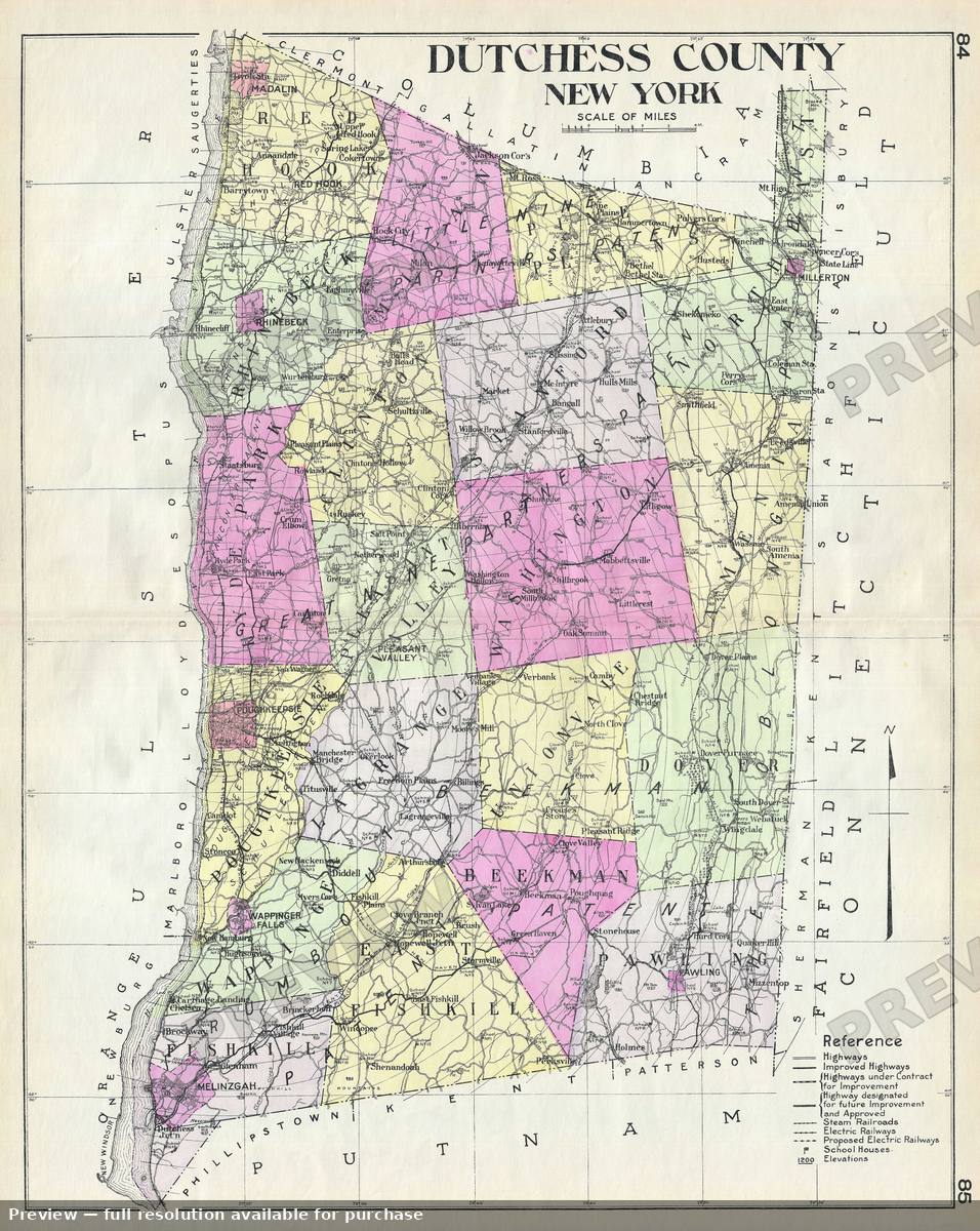 Antique map: Dutchess County NY, 1912, 1912