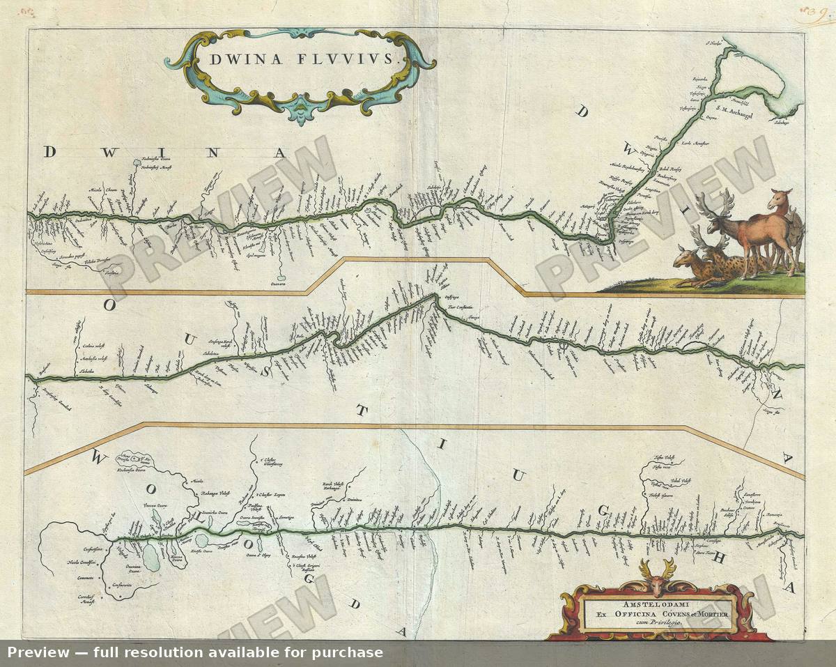 Antique map: Dwina Fluvius, 1721