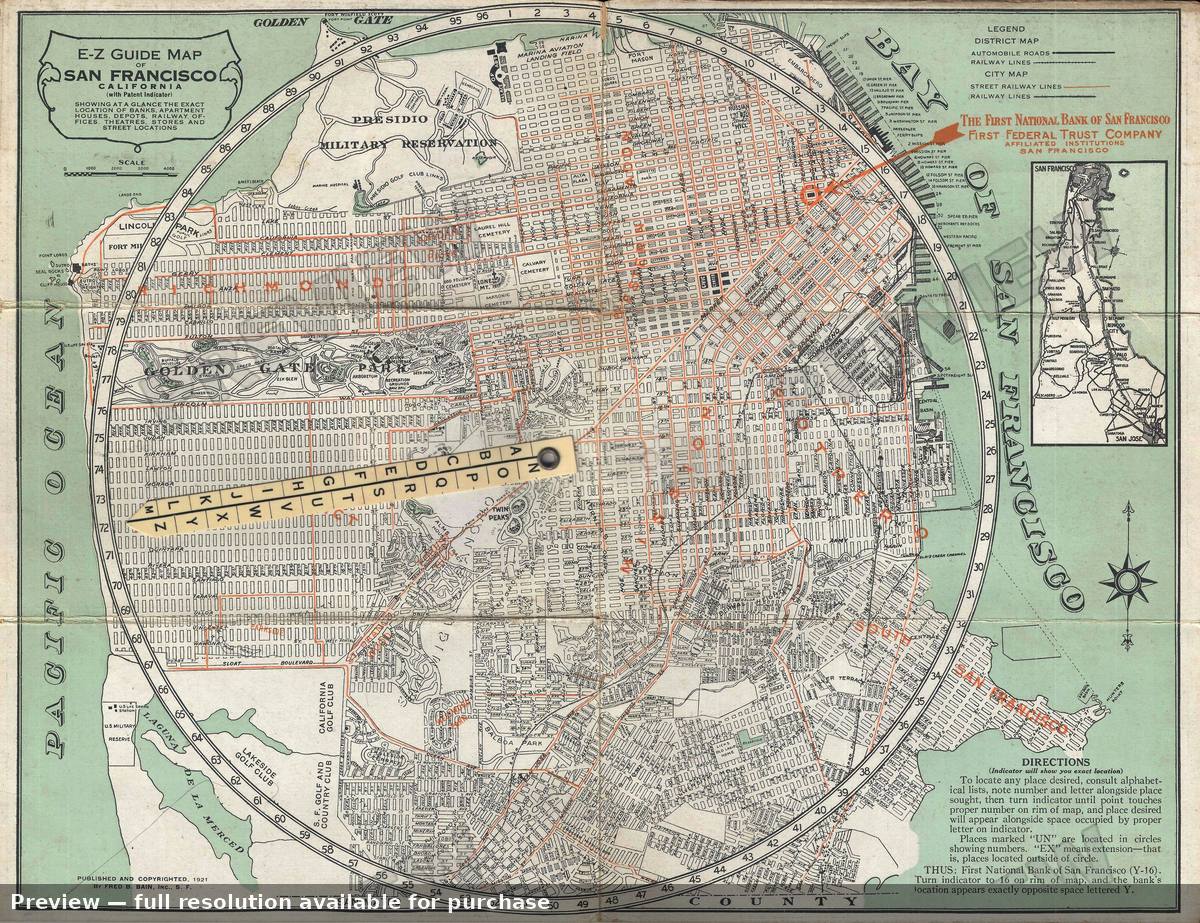 Antique map: EZ Guide San Fran, 1921, 1921
