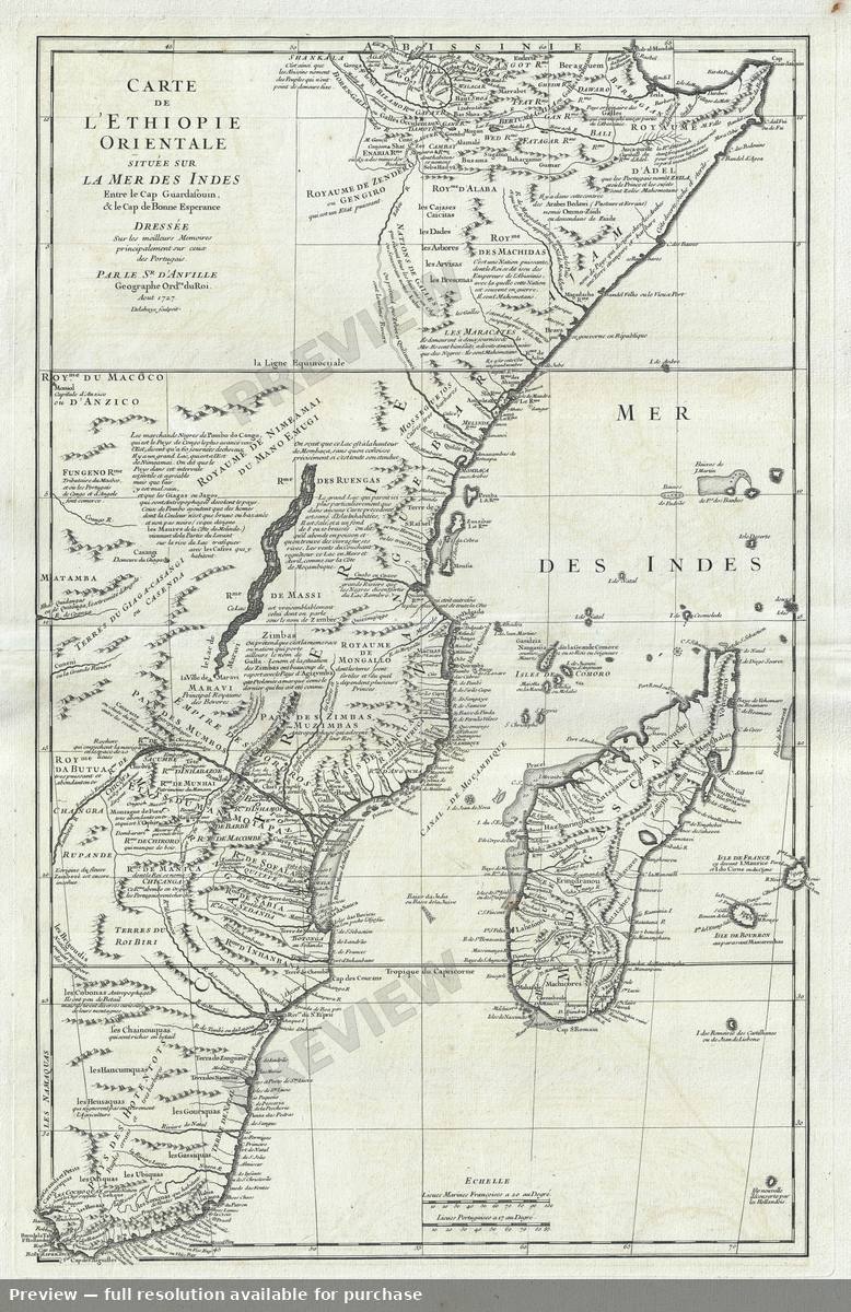 Antique map: East Africa, 1727