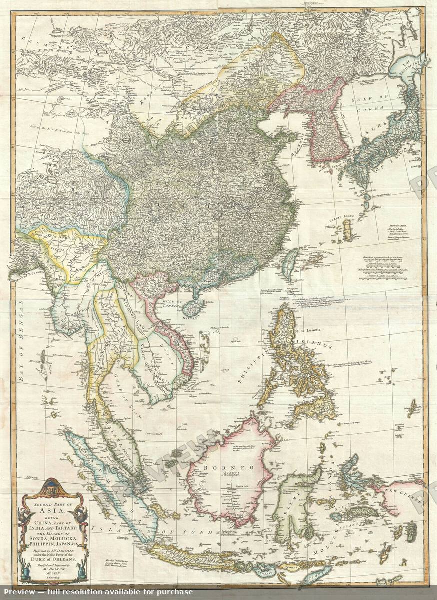 Antique map: East Asia, 1755, 1755