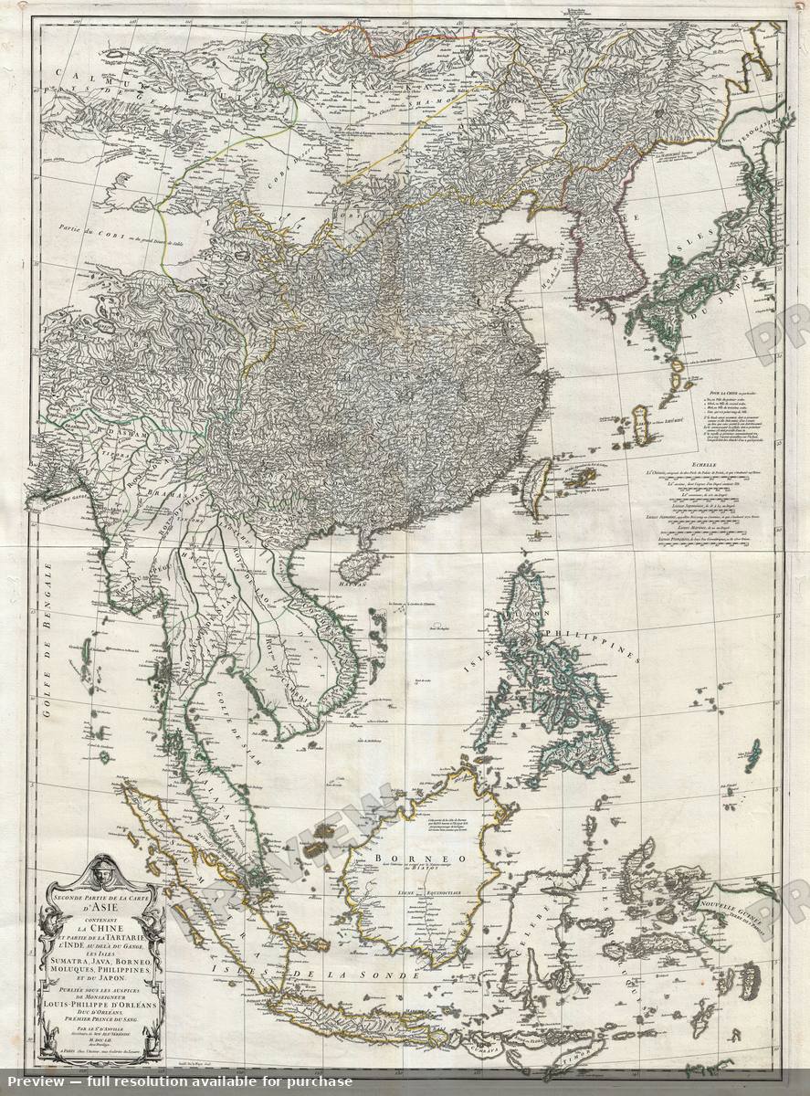 Antique map: East Asia Southeast Asia, 1752