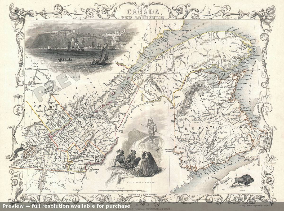 Antique map: East Canada, 1850