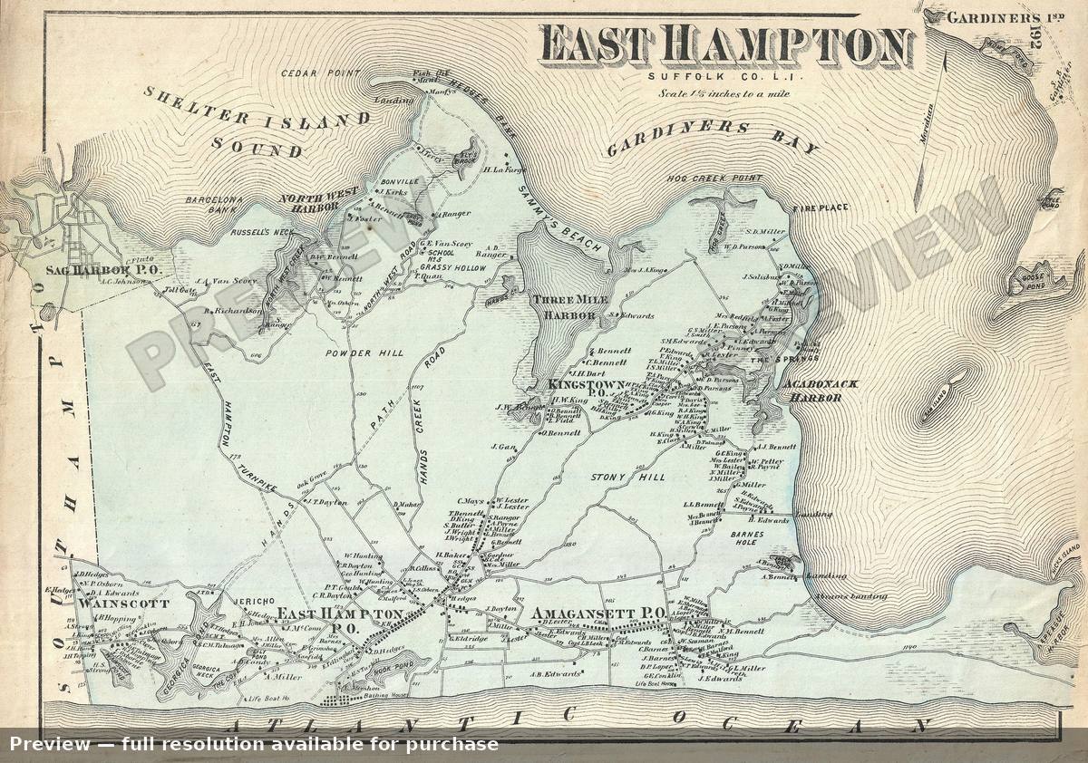 Antique map: East Hampton, 1873, 1873
