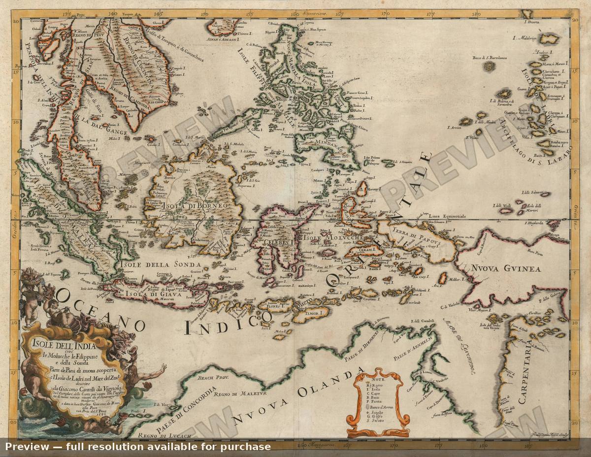 Antique map: East India, 1683