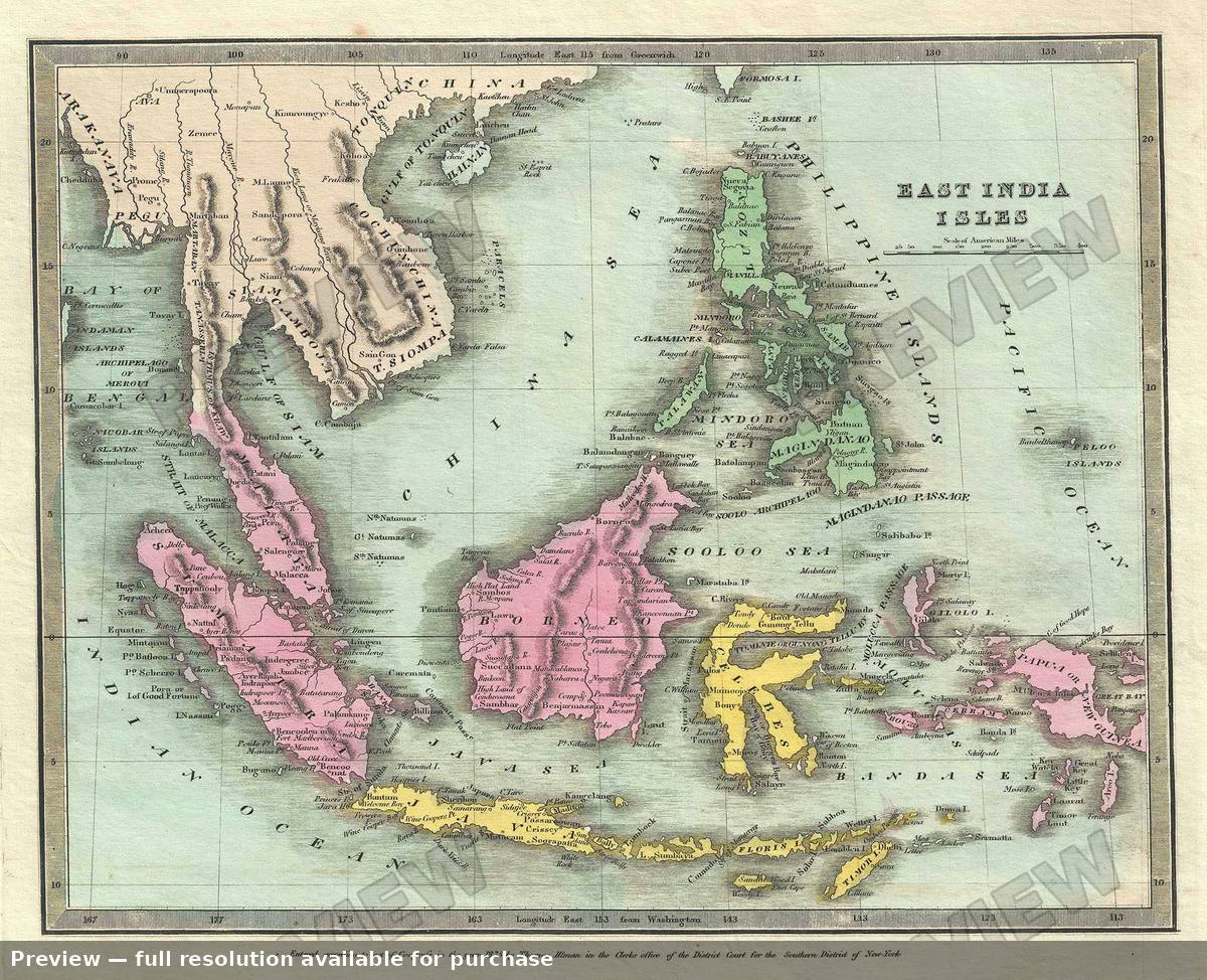Antique map: East India Isles, 1835