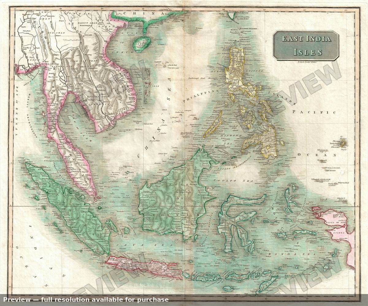 Antique map: East India Isles, 1814, 1814