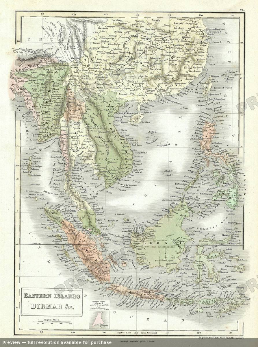 Antique map: East Indies, 1851, 1851