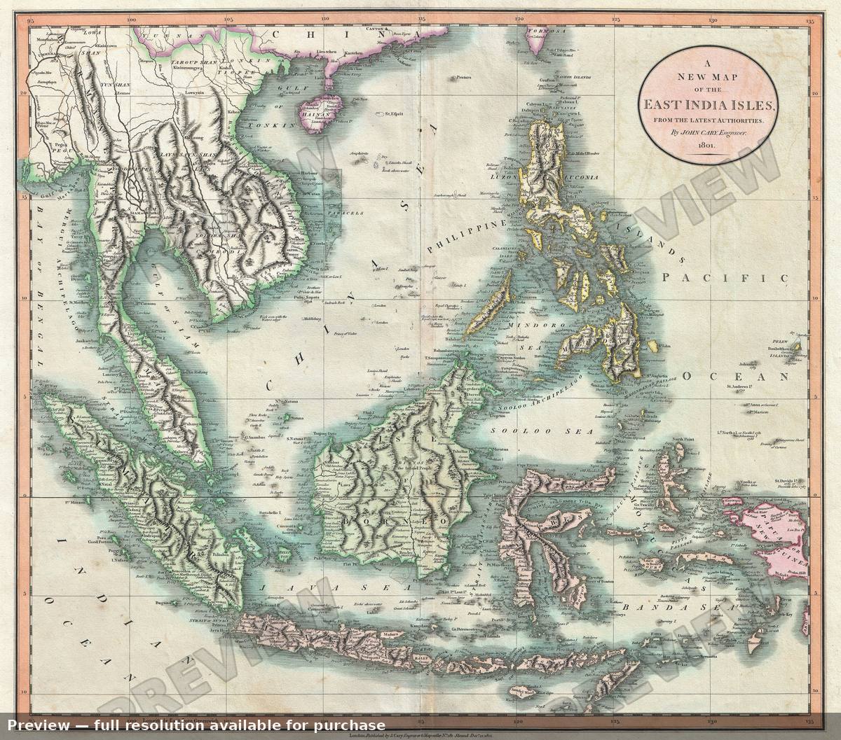 Antique map: East Indies, 1801, 1801