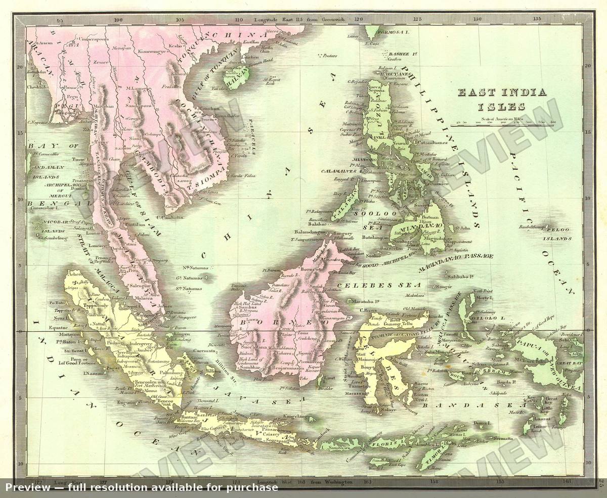 Antique map: East Indies, 1842, 1842