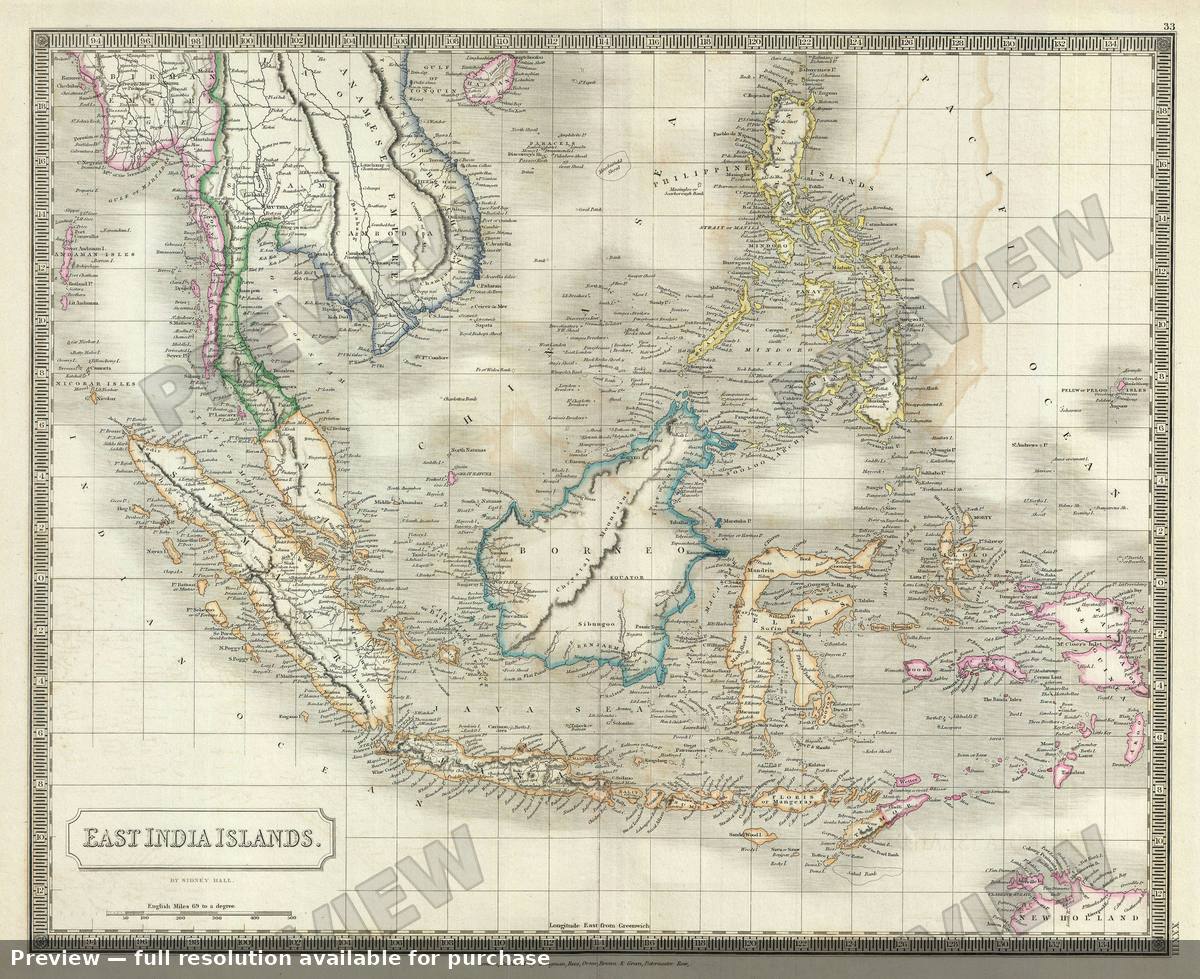 Antique map: East Indies, 1835