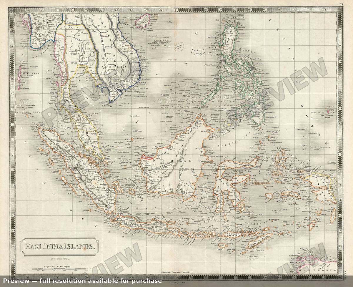 Antique map: East Indies, 1850