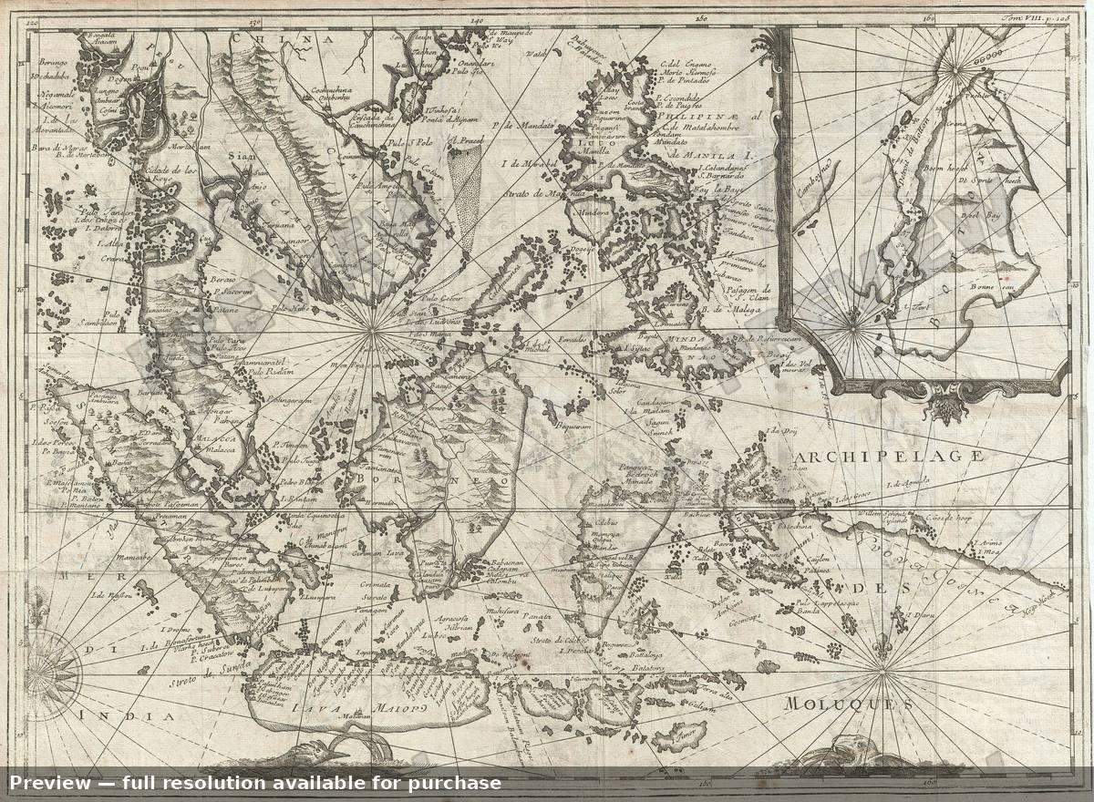 Antique map: East Indies, 1619