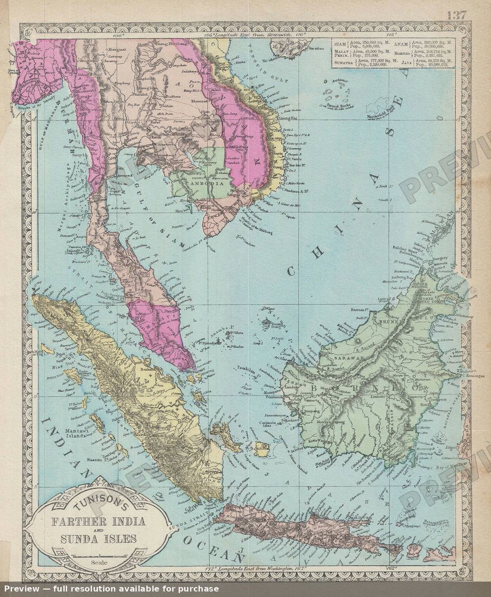 Antique map: East Indies, 1887, 1887