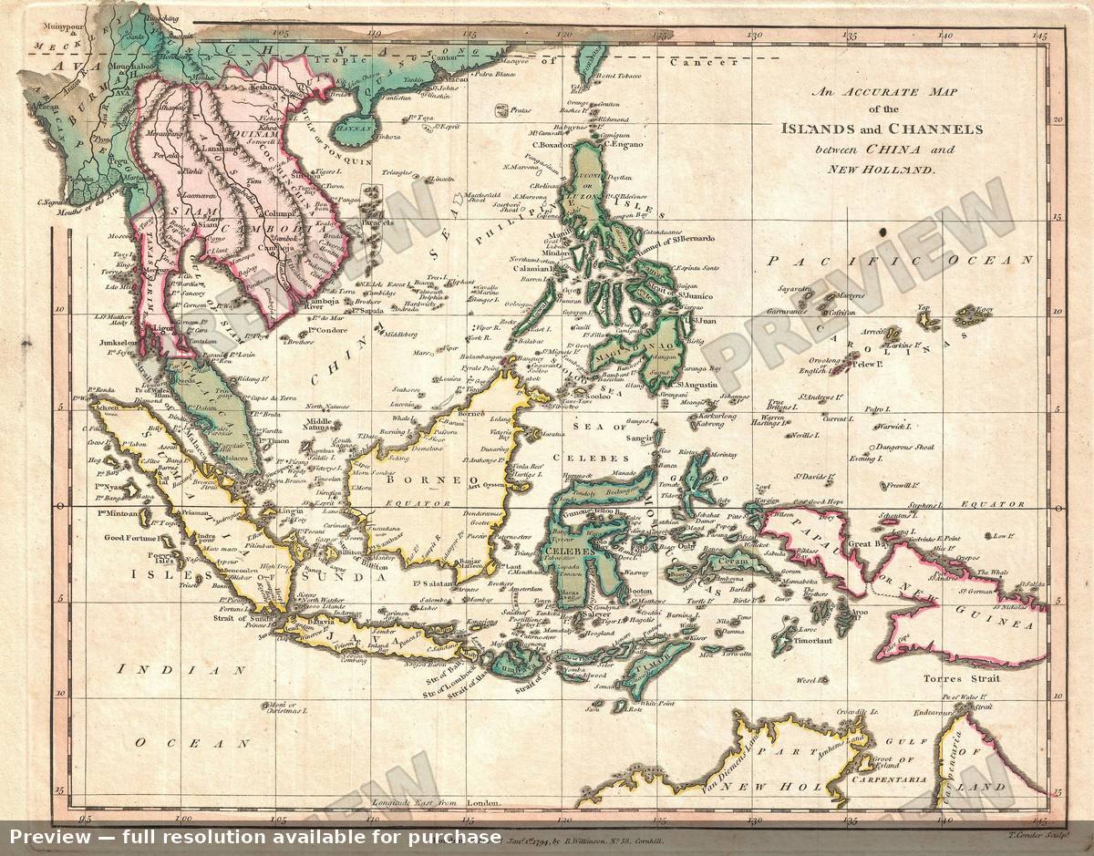 Antique map: East Indies, 1794