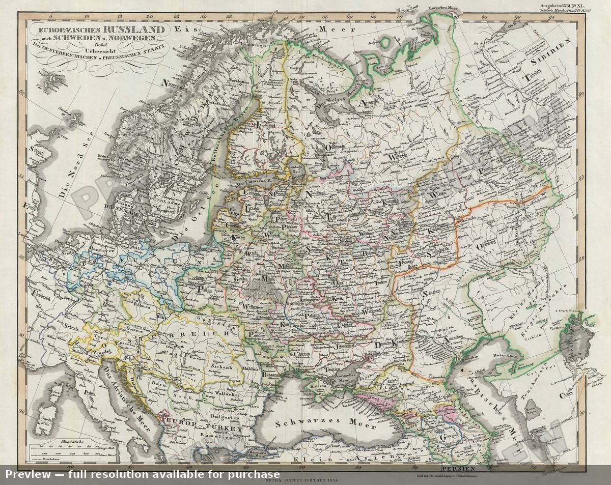 Antique map: Eastern Europe, 1854