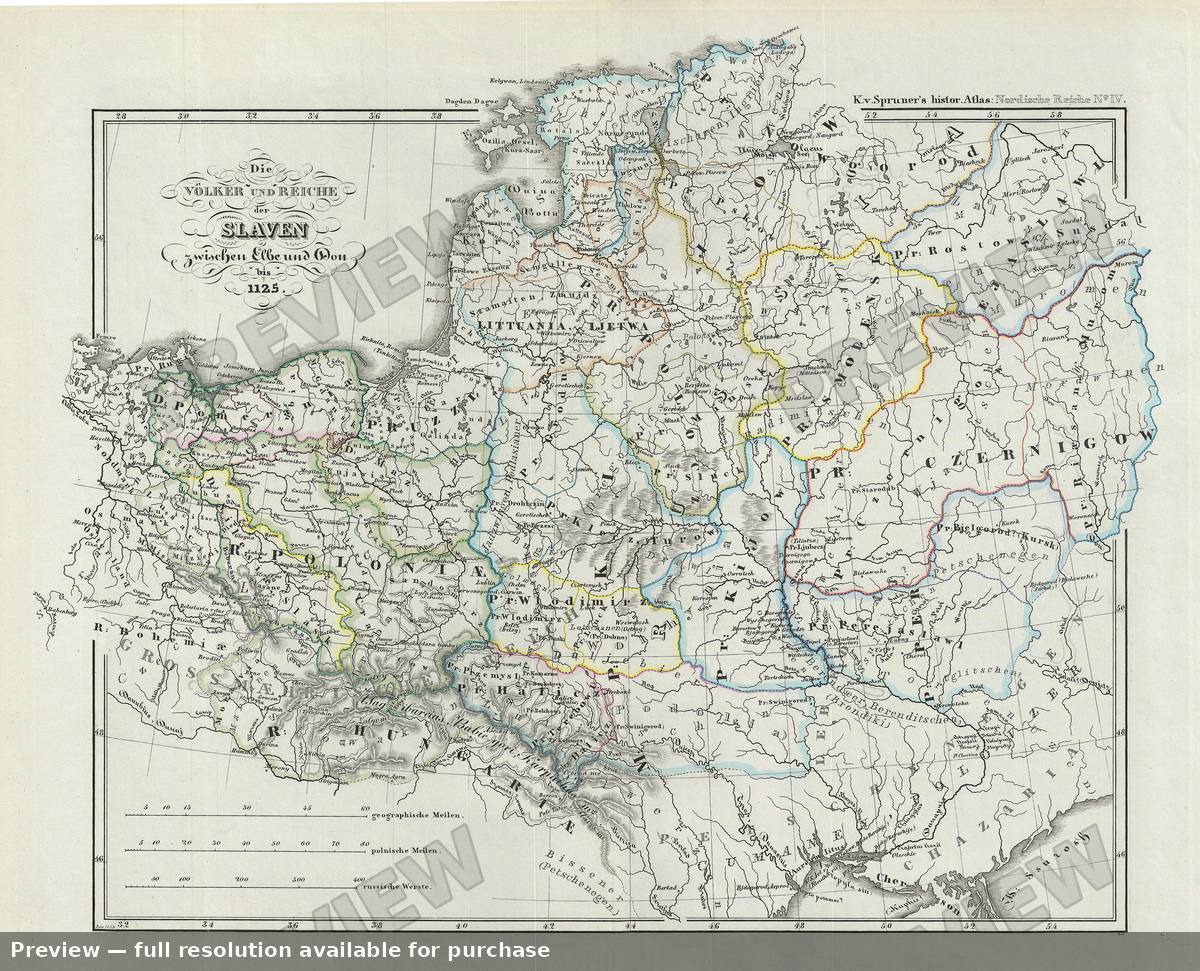 Antique map: Eastern Europe Slavs, 1854