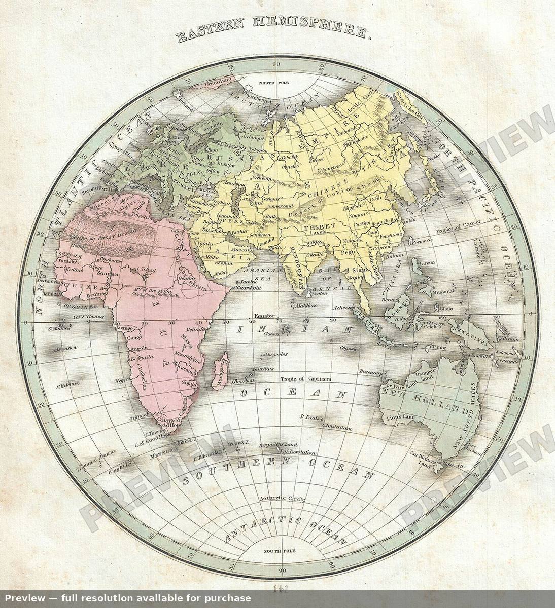 Antique map: Eastern Hemisphere, 1835