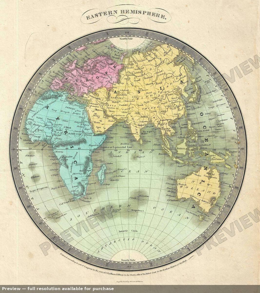 Antique map: Eastern Hemisphere, 1835, 1835