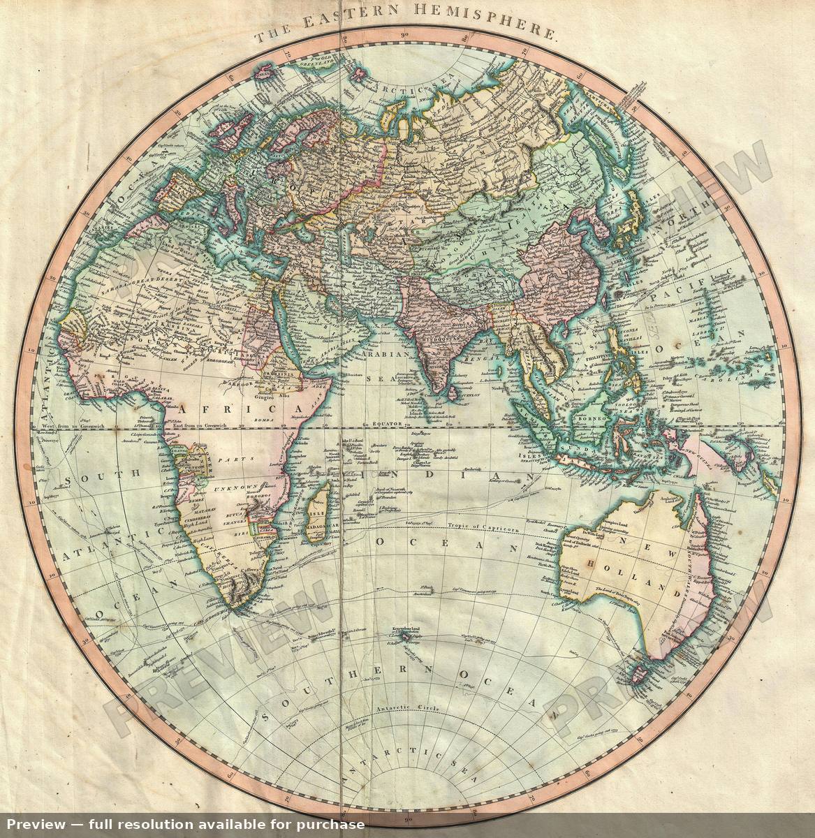 Antique map: Eastern Hemisphere, 1801