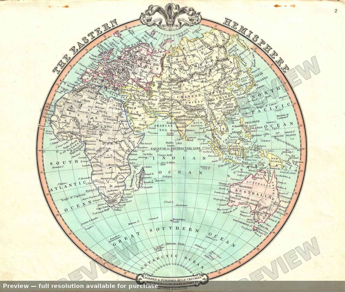 Antique map: Eastern Hemisphere, 1853