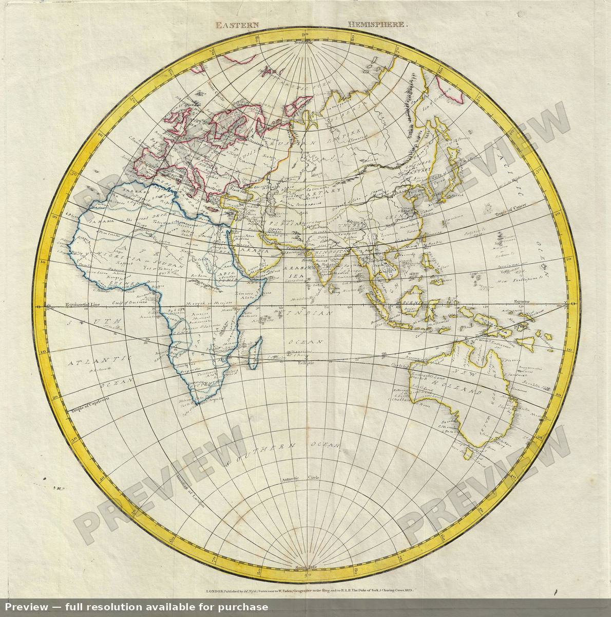 Antique map: Eastern Hemisphere, 1823