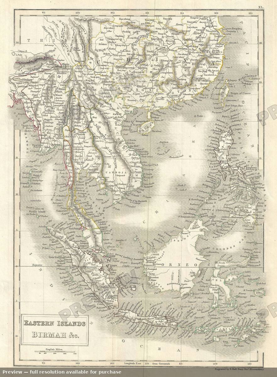 Antique map: Eastern Islands, 1844, 1844