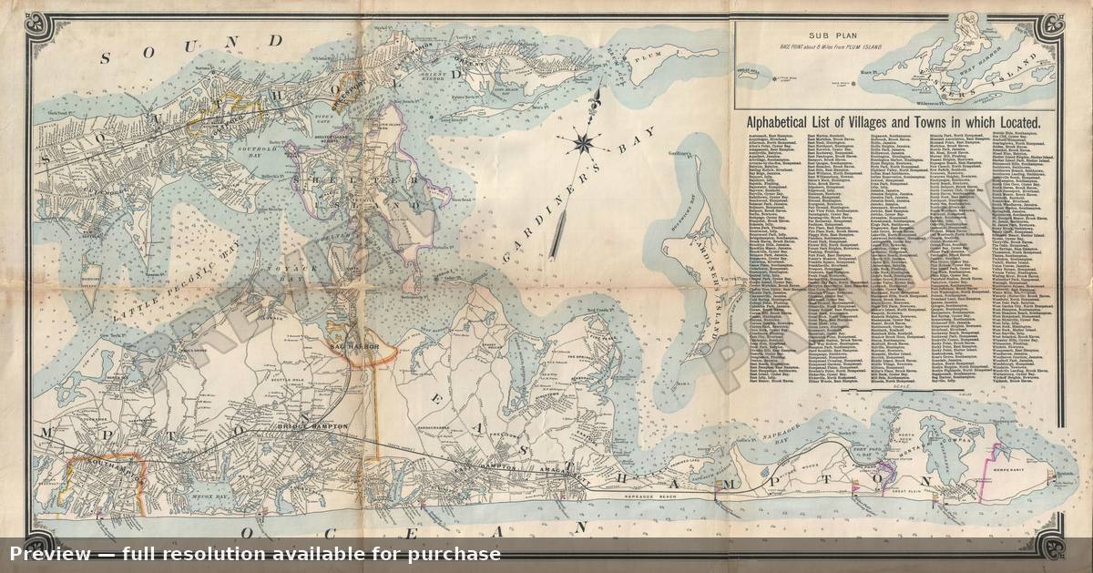 Antique map: Eastern Long Island, 1896