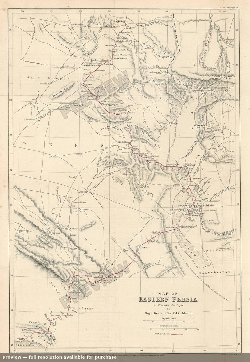Antique map: Eastern Persia, 1873