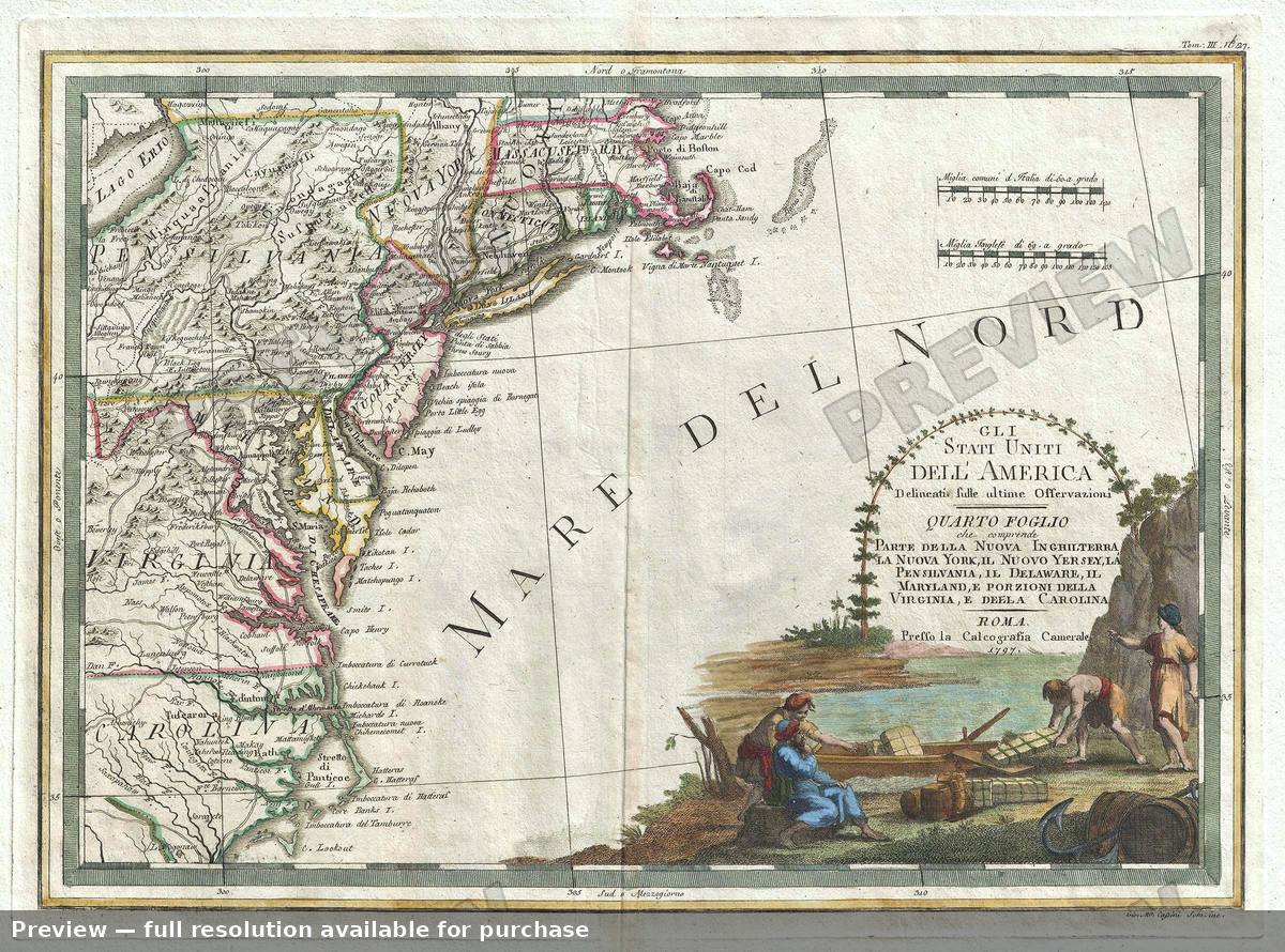 Antique map: Eastern USA, 1797