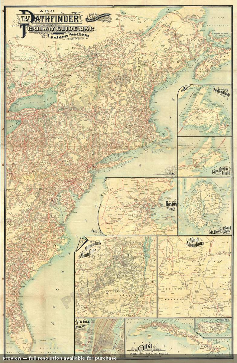 Antique map: Eastern United States, 1901