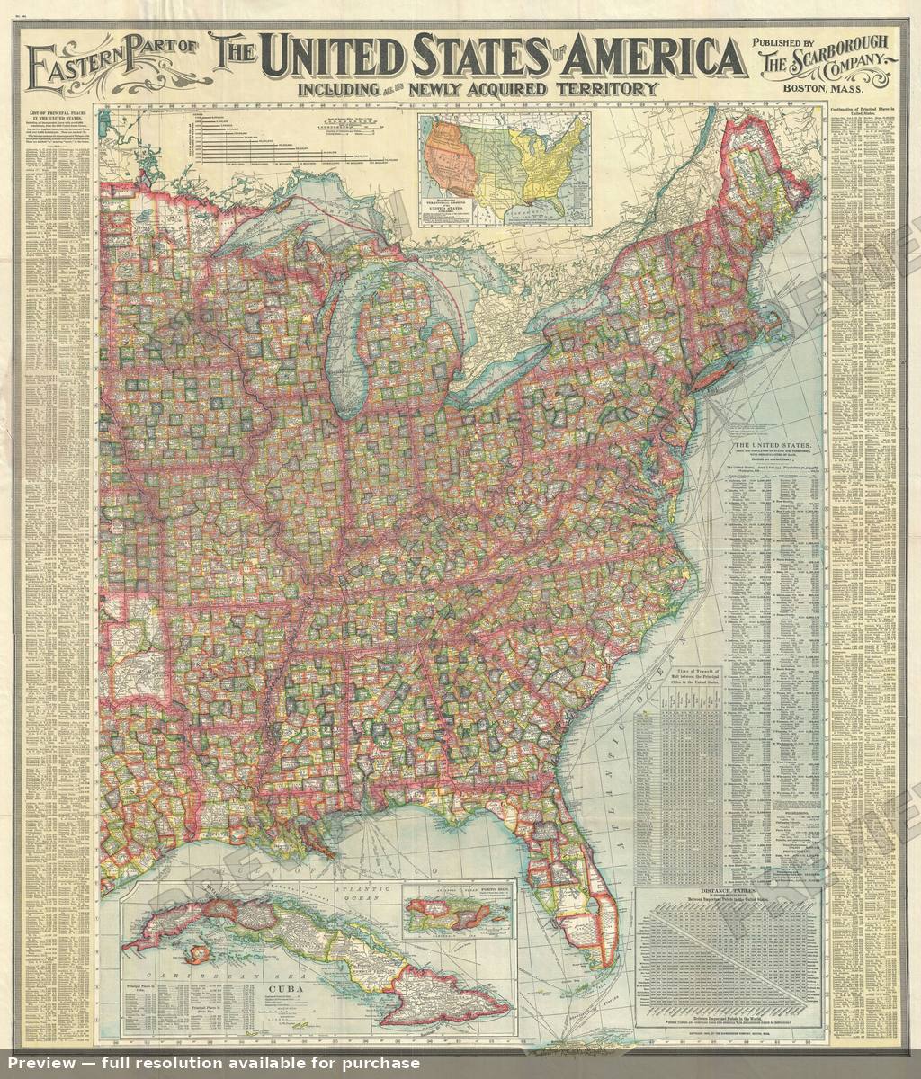 Antique map: Eastern United States, 1903