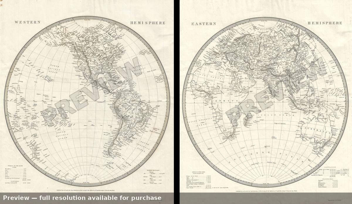 Antique map: Eastern Western Hemisphere, 1841